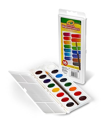 Crayola Watercolor Paint Set (16 Count), Washable Paint for Kids, 1 Paint  Brush, Arts & Crafts Supplies, Assorted Colors, Ages 4+