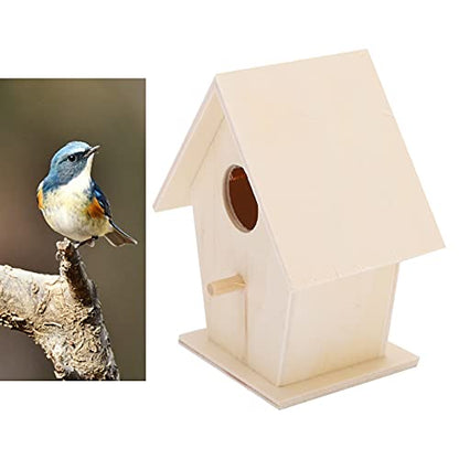 DIY Bird Feeder Houses, Wooden Bird House Unpainted Unfinished Birdhouse Hanging Bird House Hanging Birdhouse for Decorations Indoors Gardens(Single - WoodArtSupply