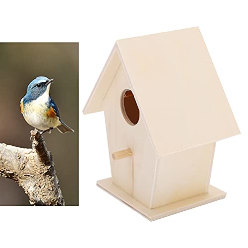 Wooden Bird House, Unpainted DIY Bird Feeder Houses Unfinished Birdhouse for Decorations Indoors Gardens(Single Layer No. 3) - WoodArtSupply