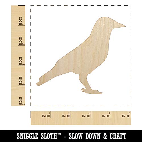 Crow Solid Unfinished Wood Shape Piece Cutout for DIY Craft Projects - 1/4 Inch Thick - 4.70 Inch Size Sniggle Sloth