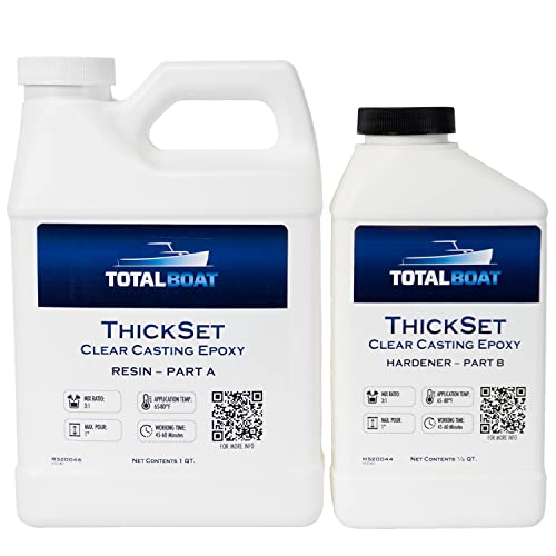 TotalBoat ThickSet Deep Pour Epoxy Resin Kit (1.3 Quart) - Crystal Clear Thick Pour Resin for Art, Casting, Epoxy River Tables, Live Edge Slabs,