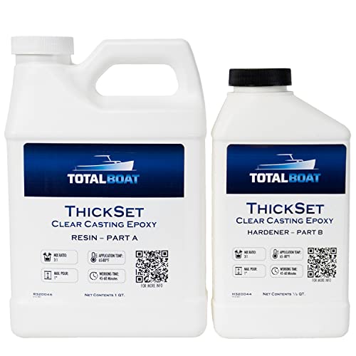 TotalBoat ThickSet Deep Pour Epoxy Resin Kit (1.3 Quart) - Crystal Clear Thick Pour Resin for Art, Casting, Epoxy River Tables, Live Edge Slabs, - WoodArtSupply