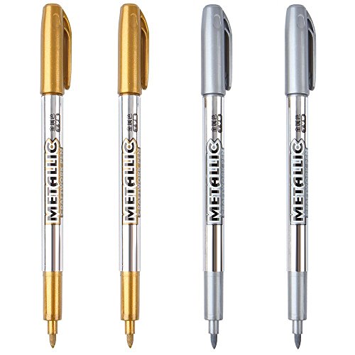 Dyvicl Premium Metallic Markers Pens - Silver and Gold Paint Pens for Black Paper, Glass, Rock Painting, Halloween Pumpkin, Card Making, Scrapbook