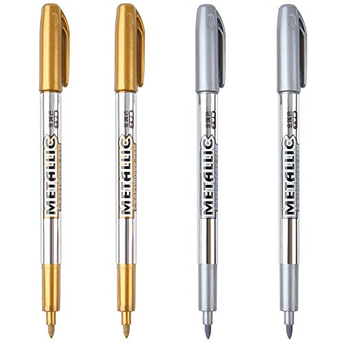 Dyvicl Premium Metallic Markers Pens - Silver and Gold Paint Pens for Black Paper, Glass, Rock Painting, Halloween Pumpkin, Card Making, Scrapbook - WoodArtSupply