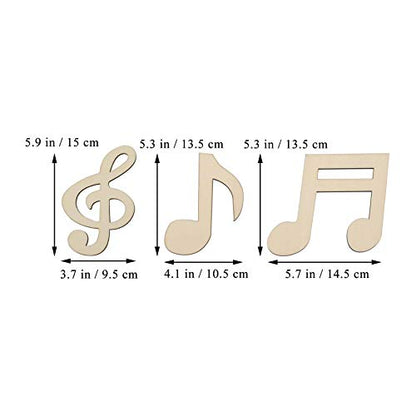 6pcs Music Notes Wood Cutouts Music DIY Craft Embellishments Gift Musical Notes Unfinished Wood Ornaments for Wedding Music Themed Birthday Party - WoodArtSupply