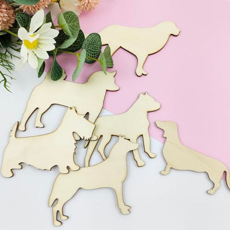 30 Pack Dog Wood Cutouts for Crafts Unfinished Wooden Dog Puppy Paint Crafts Wooden Animal Hanging Ornaments DIY Dog Craft Puppy Gift Tags for Home Xonzmmk