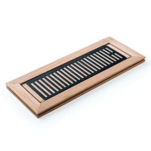 Homewell White Oak Wood Floor Register, Flush Mount Vent with Damper, 4X14 Inch, Unfinished Homewell