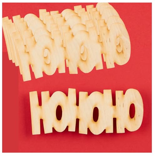 Unfinished Wood "HOHOHO" Cutouts Set of 6 by Factory Direct Craft - Made in The USA for Christmas Decorating, Crafts and DIY Projects (6-3/4 Inches