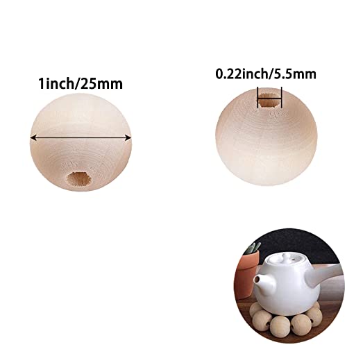 hesmartly 100Pcs 1 Inch Unfinished Wood Beads Round Wooden Spacer Beads Natural Wood Loose Beads hesmartly