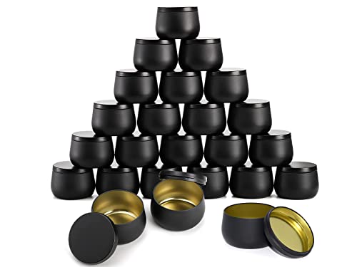 SHOCHX 24 Pieces Candle Tins 4oz, Black Candle tin Bulk, Candle Jars for Making Candles, Tin Jars Candle Containers for Candle Making, Storage Jars, - WoodArtSupply