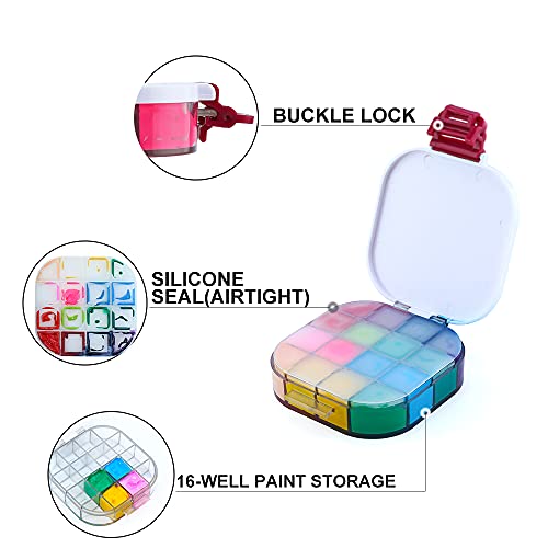 Transon Airtight Paint Storage Palette Box 16 Wells Fuchsia Color TRANSON