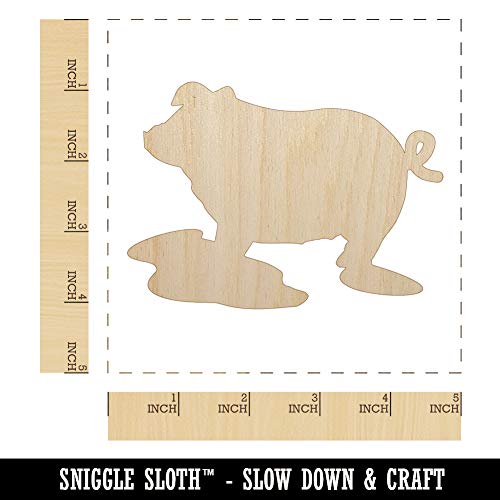 Pig in Mud Solid Unfinished Wood Shape Piece Cutout for DIY Craft Projects - 1/8 Inch Thick - 4.70 Inch Size Sniggle Sloth