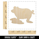 Pig in Mud Solid Unfinished Wood Shape Piece Cutout for DIY Craft Projects - 1/8 Inch Thick - 4.70 Inch Size Sniggle Sloth
