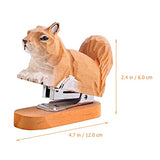 Stapler Set 1PC Wooden Animal Stapler, Squirrel Staplers for Desk, Squirrel Desktop Stitcher Handmade Wood Carving Statue Sculpture for Office Zerodeko