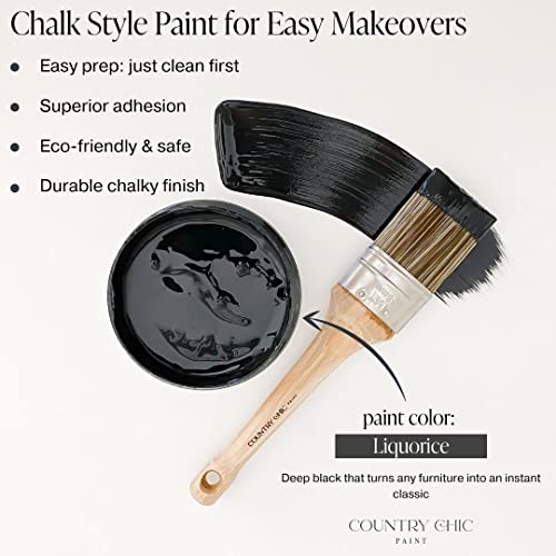 Country Chic Paint Furniture Painting Kit for Beginners Eco-Friendly DIY Chalk Style Furniture Paint, Paint Brush, & Durable Clear Top Coat Bundle 