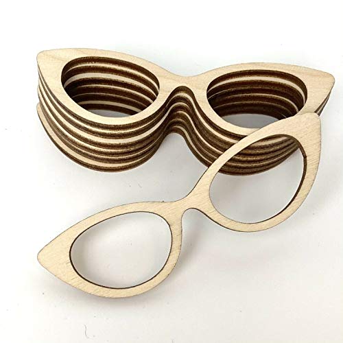 6-Pack Cat's Eye Glasses Unfinished Wood Cutout DIY Crafts Door Hanger Sign Ready to Paint Crafts All Sizes Texan Wood Crafts