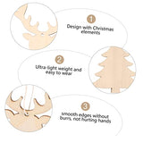 VOSAREA 40pcs Wood Chip Christmas Tree Ornaments Wooden Christmas Ornaments Unfinished Wood Slices Ornaments Wooden Reindeer Cutouts Hanging Decor VOSAREA