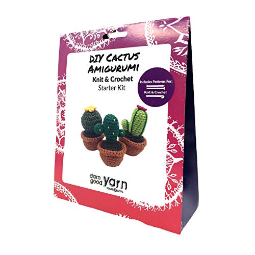 Darn Good Yarn - Crochet kit for Beginners to Intermediate | Cactus DIY Crochet Amigurumi - Crochet Kit Include Pattern, Yarn, Crochet Hook, Stuffing - WoodArtSupply