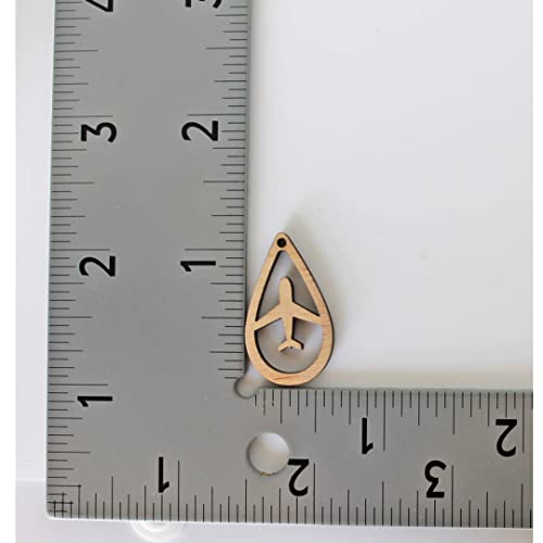 ALL SIZES BULK (12pc to 100pc) Unfinished Wood Laser Airplane Plane Cutout Teardrop Shape with Cutouts Dangle Earring Jewelry Blanks Shape Crafts Texan Wood Crafts