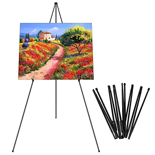 Instant Display Easel Stand - 63" Tripod Collapsible Portable Artist Floor Easel - Easy Folding Telescoping Adjustable Art Poster Metal Stand for OUTNEE