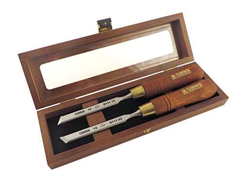 Narex Pair Right & Left 12 mm 1/2" Skew Paring Chisels in Wooden Presentation Box 851662 - WoodArtSupply