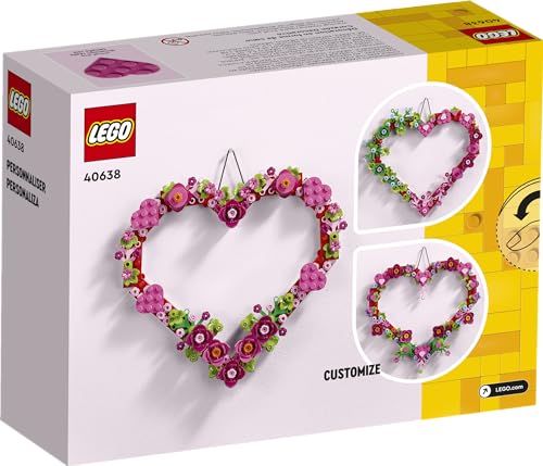 LEGO Heart Ornament Building Toy Kit, Heart Shaped Arrangement of Artificial Flowers, Great Gift for Valentine's Day, Unique Arts & Crafts Activity LEGO