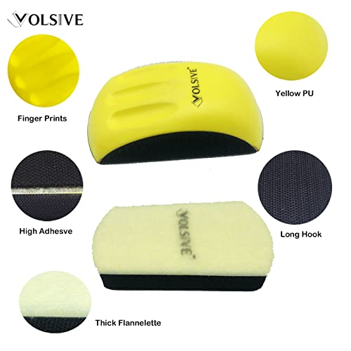 VOLSIVE 6 Inch Hand Sanding Blocks Rectangle and Mouse-Shaped Hook for Woodworking Hook Backing Sandpaper Holder for Furniture （5 Packs） VOLSIVE