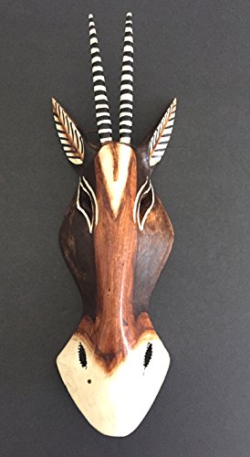 OMA Wood Carved African Giraffe Mask Safari Tribal Tiki Mask Home Decor BRAND