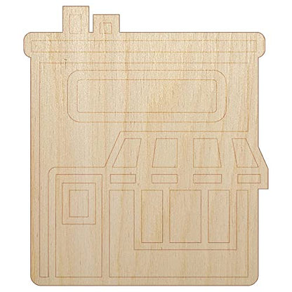 Storefront Market Business Unfinished Wood Shape Piece Cutout for DIY Craft Projects - 1/4 Inch Thick - 4.70 Inch Size - WoodArtSupply