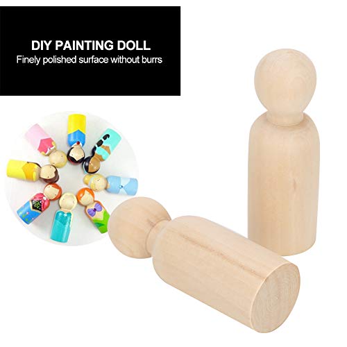 Wooden Peg Dolls Unfinished Wooden Peg Dolls Set Bodies, 10pcs 75mm Unfinished People Shapes Wooden People Figures Angel Dolls for DIY Craft Painting zjchao