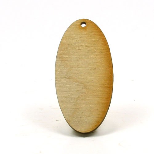 Mylittlewoodshop Pkg of 50 - Oval - 2 inches Tall by 1 inch Wide with 1 2mm Hole and 1/8 inch Thick Unfinished Wood (LC-OVALH1-50) Unique Wood Shapes