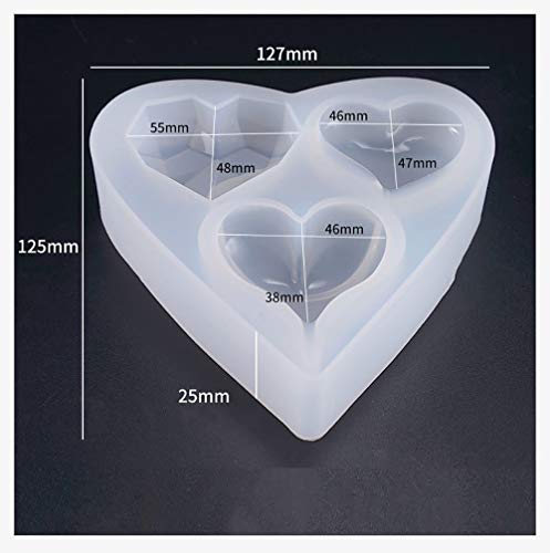 6 Style Deep Heart Shape Epoxy Mold Over 1" Size Silicone Mold UV Resin Love Heart Shape Beads for DIY Handmade Keychain Pendant -A - WoodArtSupply