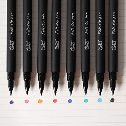 Mr. Pen- Felt Tip Pens, Pens Fine Point, Pack of 8, Fast Dry, No Smear, Colored Pens, Journaling Pens, Felt Pens, Planner Markers, Planner Pens,