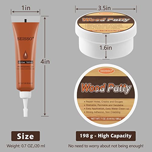 SEISSO Wood Furniture Repair Kit, Wood Putty Repair Fillers, Hardwood Laminate Floor Repair Kit, Restore Any Holes, Scratches, Cracks, Gouges for SEISSO