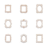 KitBeads 50pcs Random Mini Photo Picture Frame Unfinished Wood Ornaments Vintage Photo Frame Laser Cut Wood Craft Embellishments for DIY Painting KitBeads