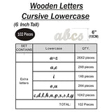3.7 to 6 Inch 102 Pieces Wood Letters Cursive Lowercase Unfinished Thin Wooden Alpabets a-z for Crafts Cregugua