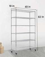 FDW 18x48x82 inch Wire Shelving Unit with Wheels Steel 6 Tier Heavy Duty Layer Rack Storage Metal Shelf Garage Organizer Wire Rack Shelving FDW