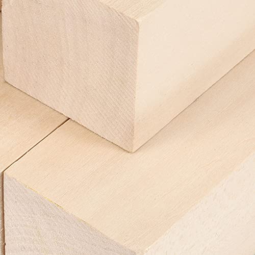 ZOENHOU 6 PCS 12 x 2 x 2 Inches Basswood for Carving, Premium Unfinished Basswood Carving Whittling Blocks, Balsa Wood Blocks for Whittling Carving ZOENHOU