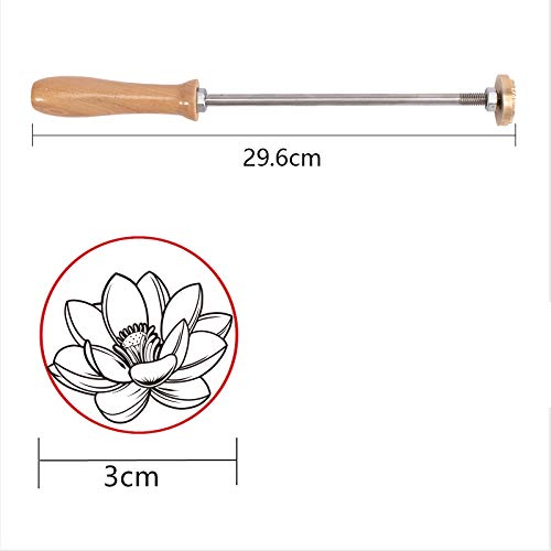 Lotus Pattern Wood Branding Iron with Wooden Handle - 1.2” Stamp for Leather, Wood & BBQ