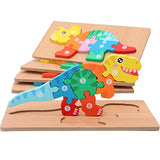 MONTESSORI MAMA Toddler Puzzles for Kids Ages 3-5 Dinosaur Puzzle 5-Pack, Montessori Toys for 3 Year Olds, Toddler Toys Age 2-4 Gifts for 3 Year Old Montessori Mama
