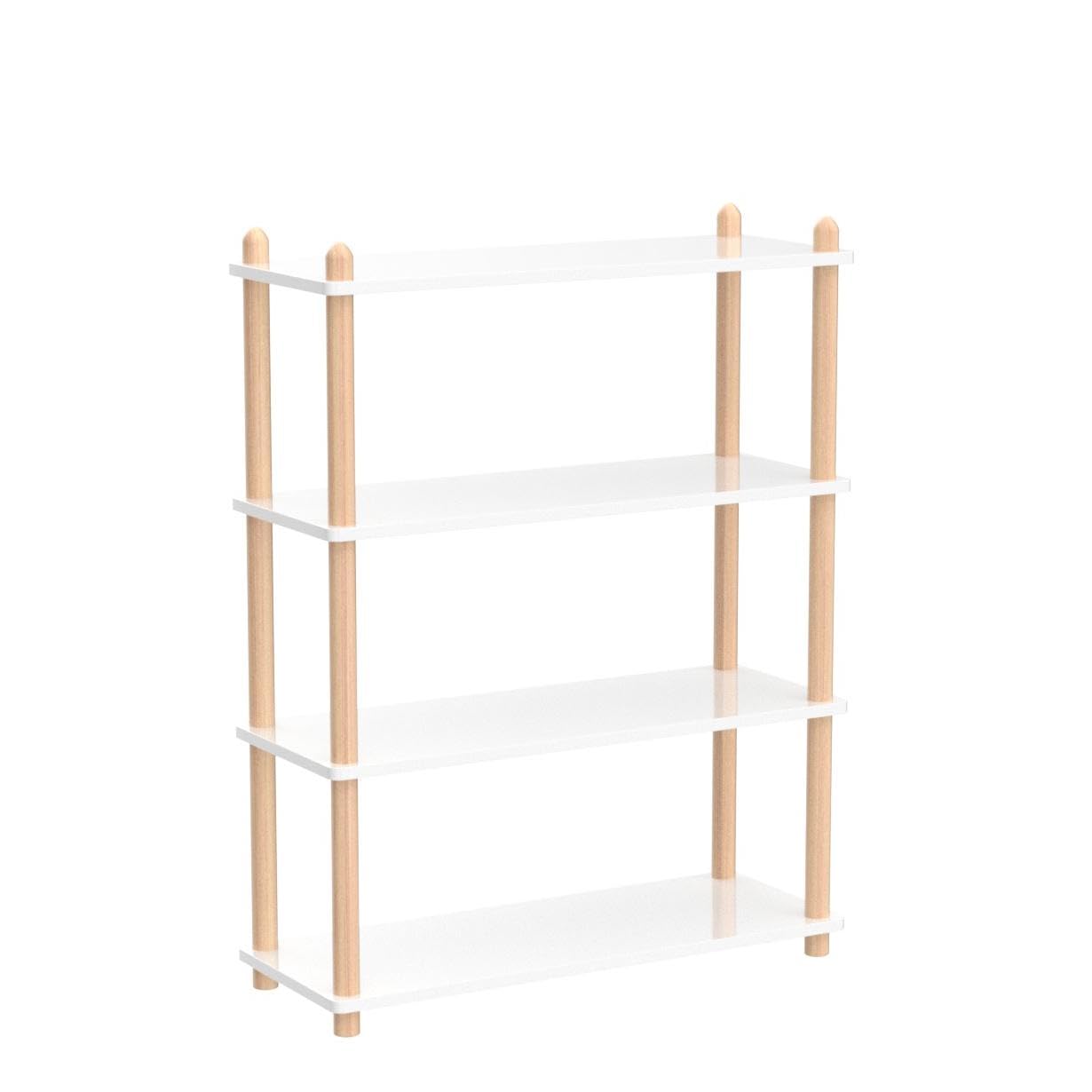 IOTXY Modern White 4-Tier Wooden Bookshelf – Stylish Open Storage Rack for Home and Office IOTXY