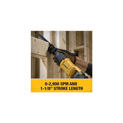 DEWALT Reciprocating Saw, 12 Amp, 2,900 RPM, 4-Position Blade Clamp, Variable Speed Trigger, Corded (DWE305), Large DEWALT