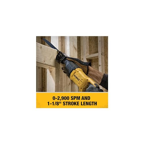 DEWALT Reciprocating Saw, 12 Amp, 2,900 RPM, 4-Position Blade Clamp, Variable Speed Trigger, Corded (DWE305), Large - WoodArtSupply