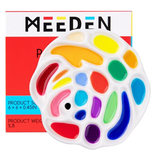 MEEDEN Porcelain Paint Palette, Ceramic Watercolor Pallet Mixing Tray, Rose Shaped Design MEEDEN