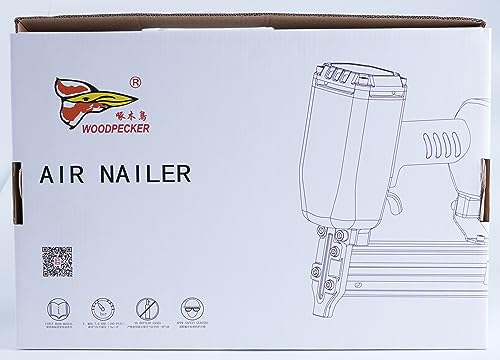 Woodpecker 14 Gauge Pneumatic Concrete Nail Gun ST38H with Safety Lock, 3/4-Inch to 1-1/2-Inch Length Air Power Concrete T Nailer Heavy Duty Concrete KAMSIN