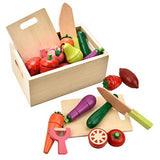 CARLORBO Wooden Play Food for Kids Kitchen - Toys Food Vegetables and Fruit for 2 Year Old Boys Girls Role Pretend Play Early Education Montessori CARLORBO