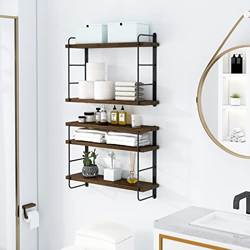 Rustic Wall Mounted Floating Shelves by MXCSE – Stylish Wood Storage Solution for Any Room - WoodArtSupply