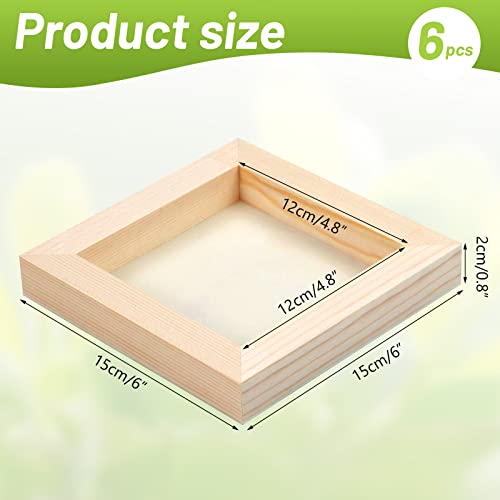 BILLIOTEAM 6 Pack Unfinished Square Wood Panels,6" x 6"/15cm x 15cm,Blank Wooden Canvas Cradled Painting Panel Boards for BILLIOTEAM