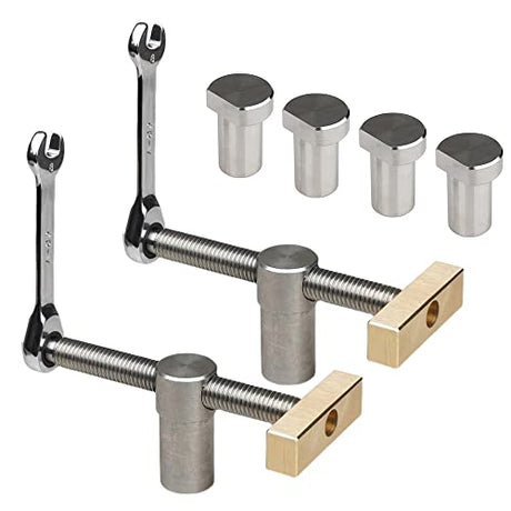 2 Pack Bench Dog Clamp Dog Hole Clamp with 4 Pack Bench Dogs Woodworking 3/4 Inch Adjustable Workbench Stop Stainless Steel Brass (19mm) DDWT