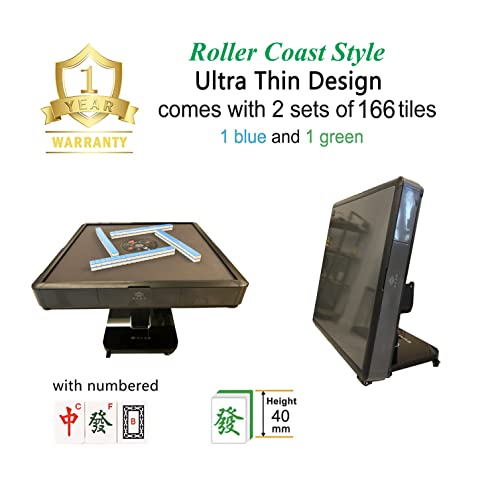 USA MJ Table Roller Coaster Style 40mm Chinese/Filipinos/American Mahjong Folding Automatic Mahjong Table Gray Color Ultra Thin 2 Set of Numbered usamjtable